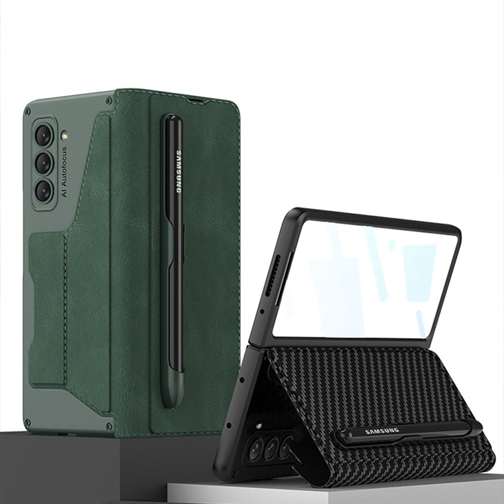 Tori Folding Leather Case with Detachable Pen Holder & Card Slot For Galaxy Z Fold 5 - Astra Cases