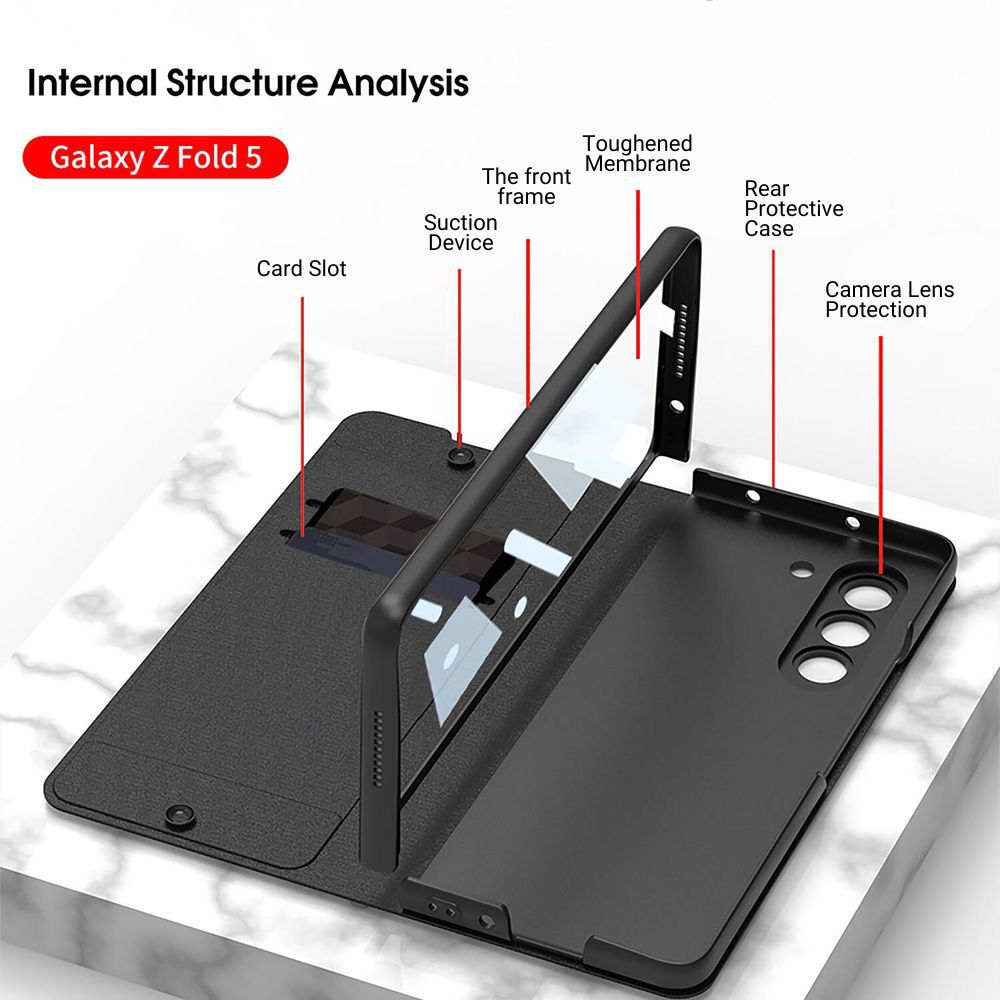 Tori Folding Leather Case with Detachable Pen Holder & Card Slot For Galaxy Z Fold 5 - Astra Cases