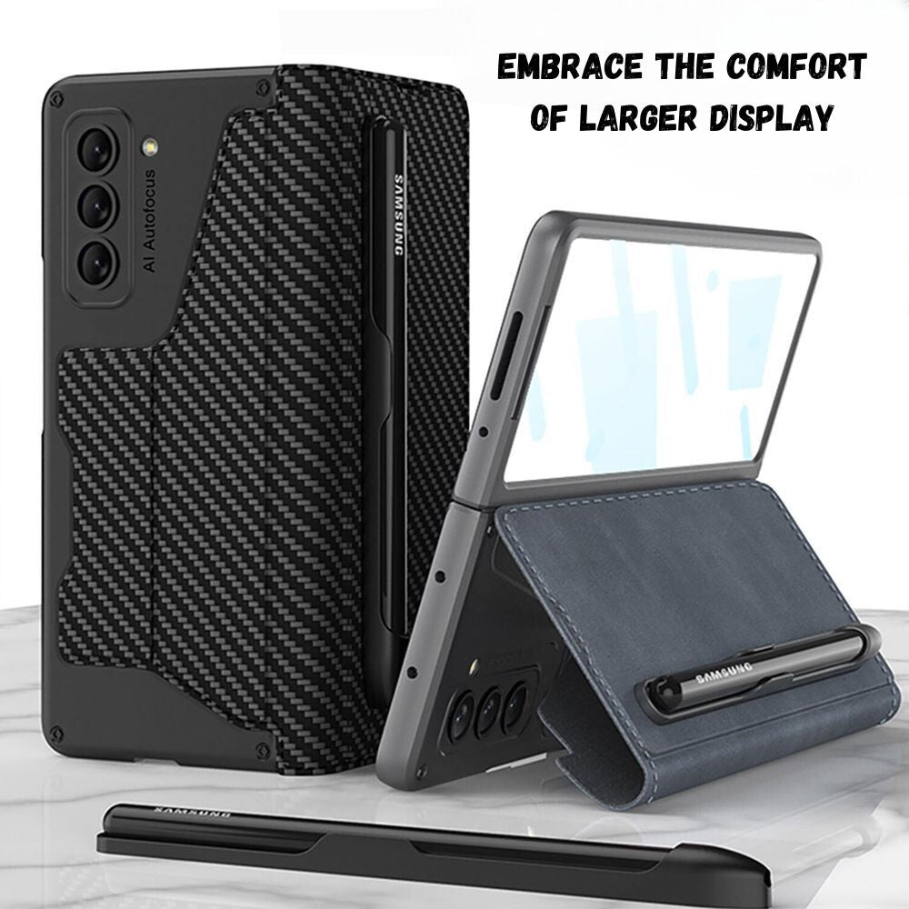 Tori Folding Leather Case with Detachable Pen Holder & Card Slot For Galaxy Z Fold 5 - Astra Cases