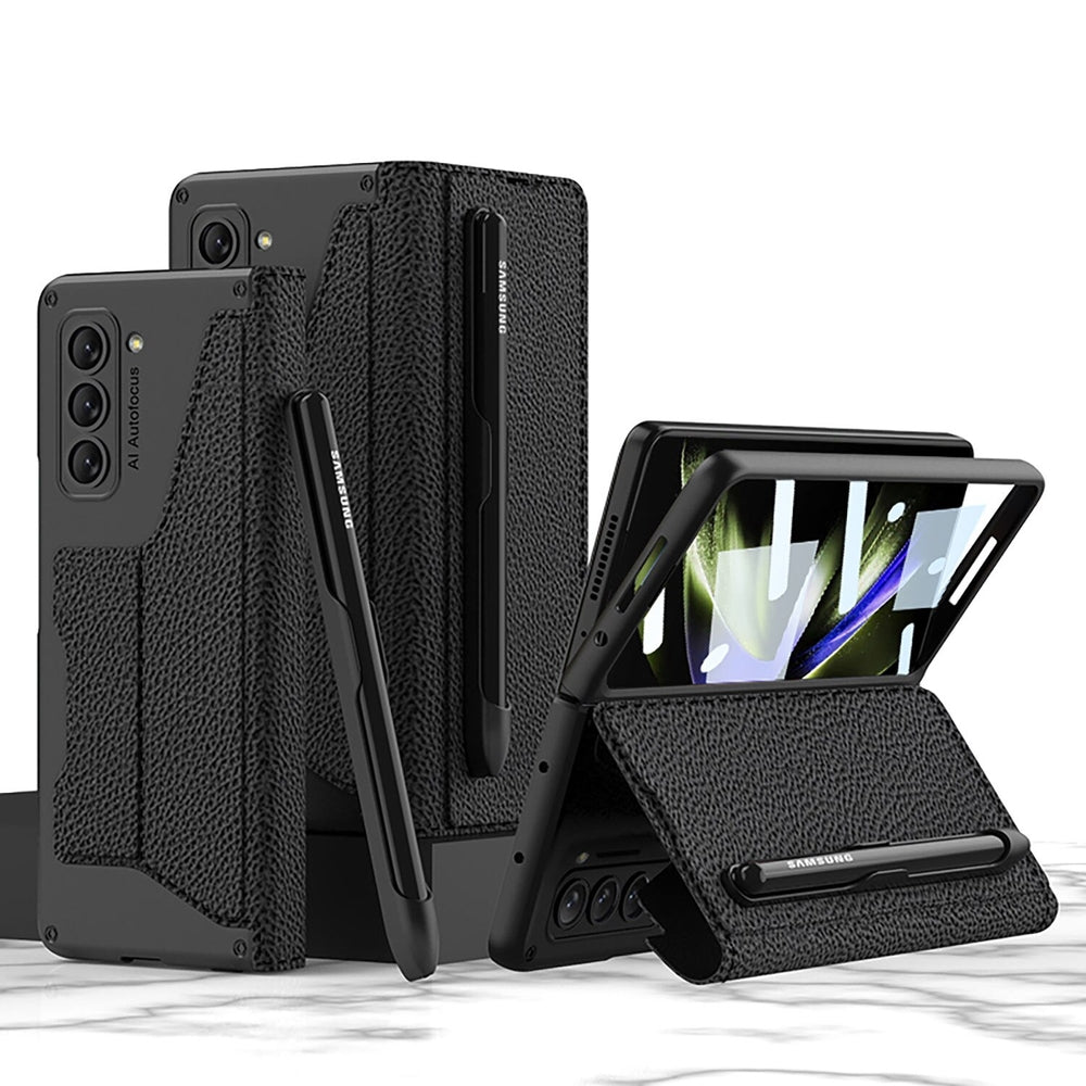 Tori Folding Leather Case with Detachable Pen Holder & Card Slot For Galaxy Z Fold 5 - Astra Cases