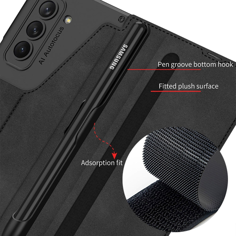 Tori Folding Leather Case with Detachable Pen Holder & Card Slot For Galaxy Z Fold 5 - Astra Cases